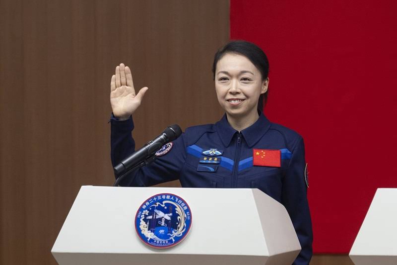 神舟二十三号航天员黎家盈。人民网记者 翁奇羽摄